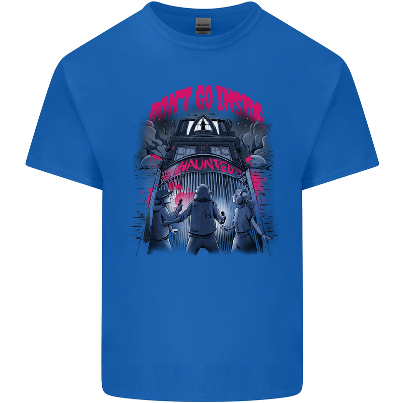 Haunted House Halloween Ghosts Spooks Mens Cotton T-Shirt Tee Top Royal Blue