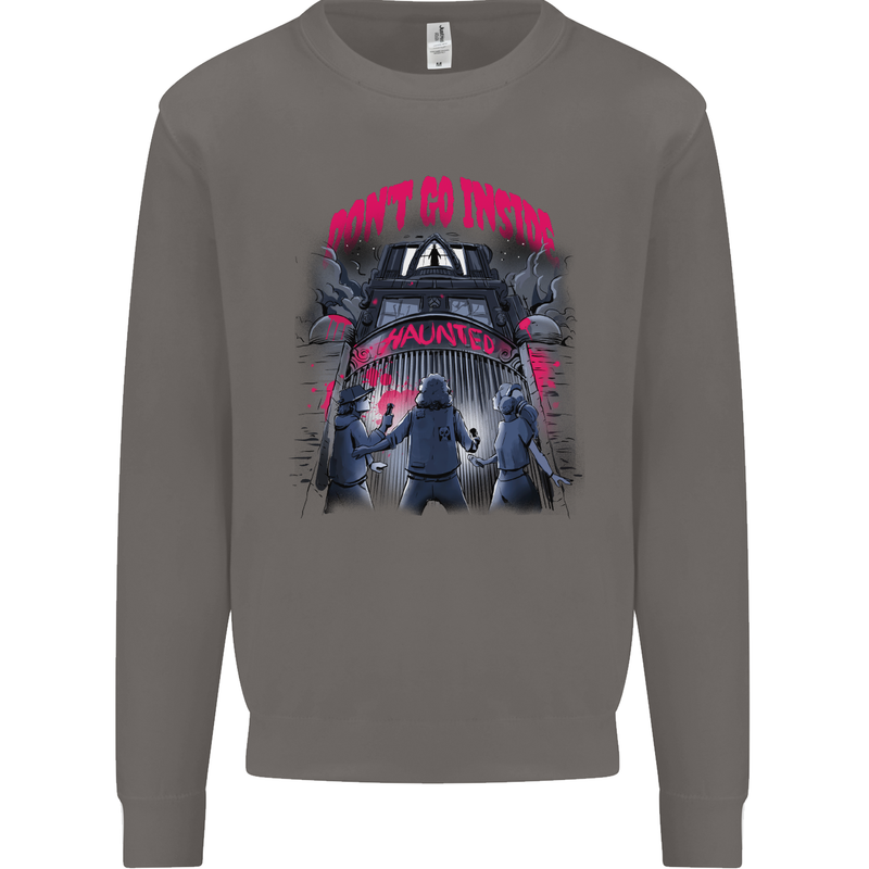 Haunted House Halloween Ghosts Spooks Mens Sweatshirt Jumper Charcoal