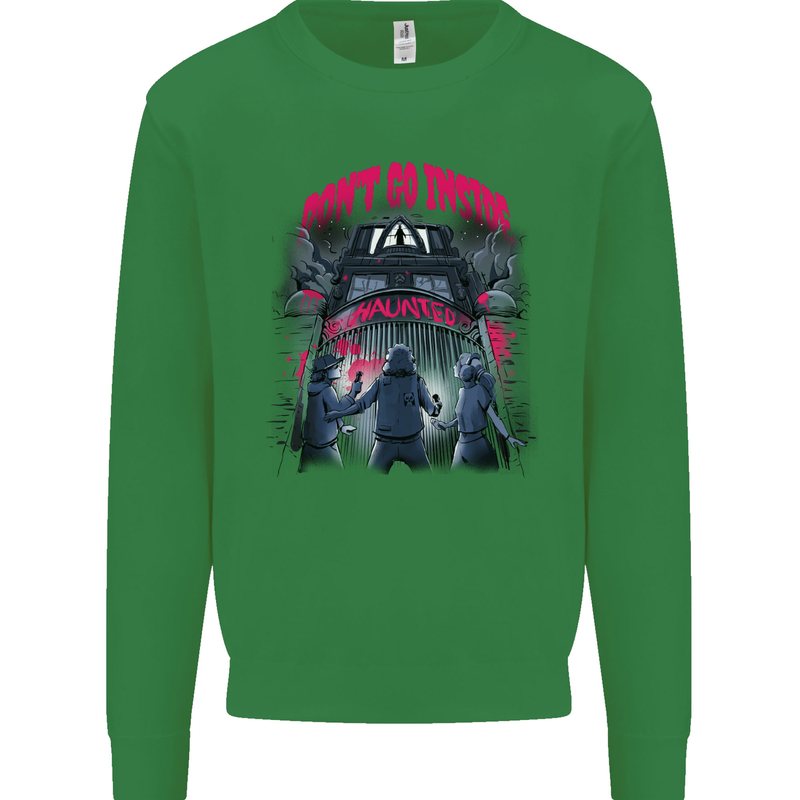 Haunted House Halloween Ghosts Spooks Mens Sweatshirt Jumper Irish Green