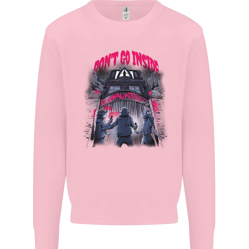 Haunted House Halloween Ghosts Spooks Mens Sweatshirt Jumper Light Pink