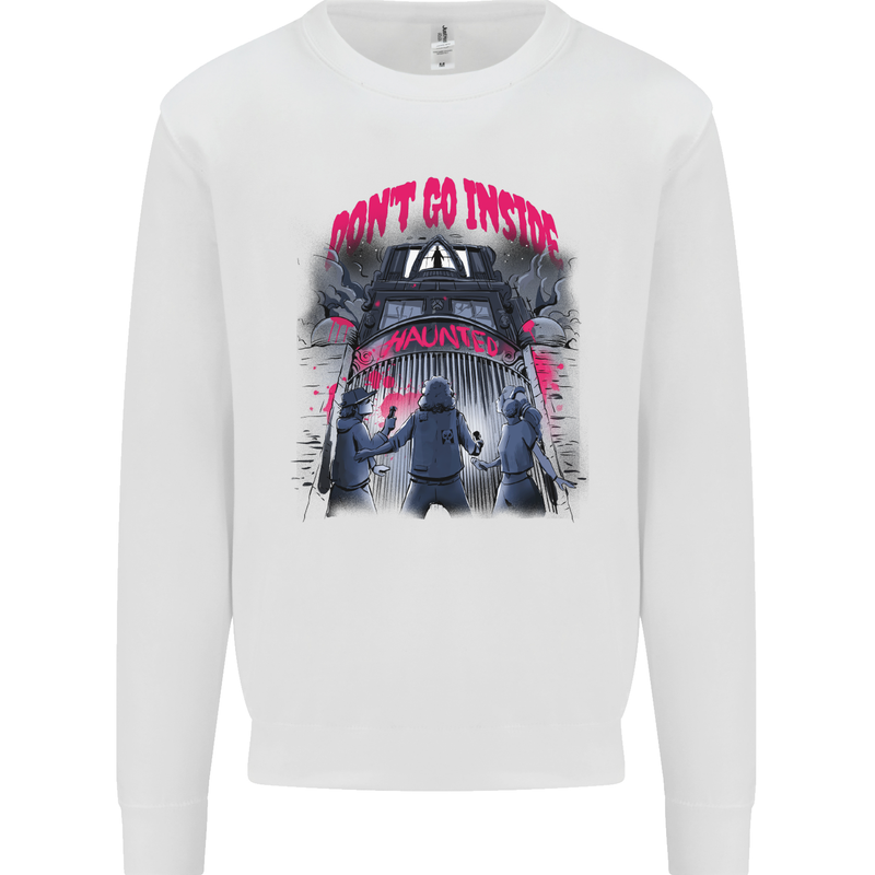 Haunted House Halloween Ghosts Spooks Mens Sweatshirt Jumper White
