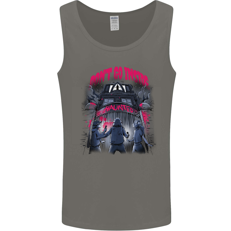 Haunted House Halloween Ghosts Spooks Mens Vest Tank Top Charcoal