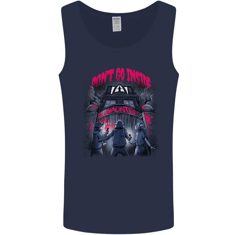 Haunted House Halloween Ghosts Spooks Mens Vest Tank Top Navy Blue