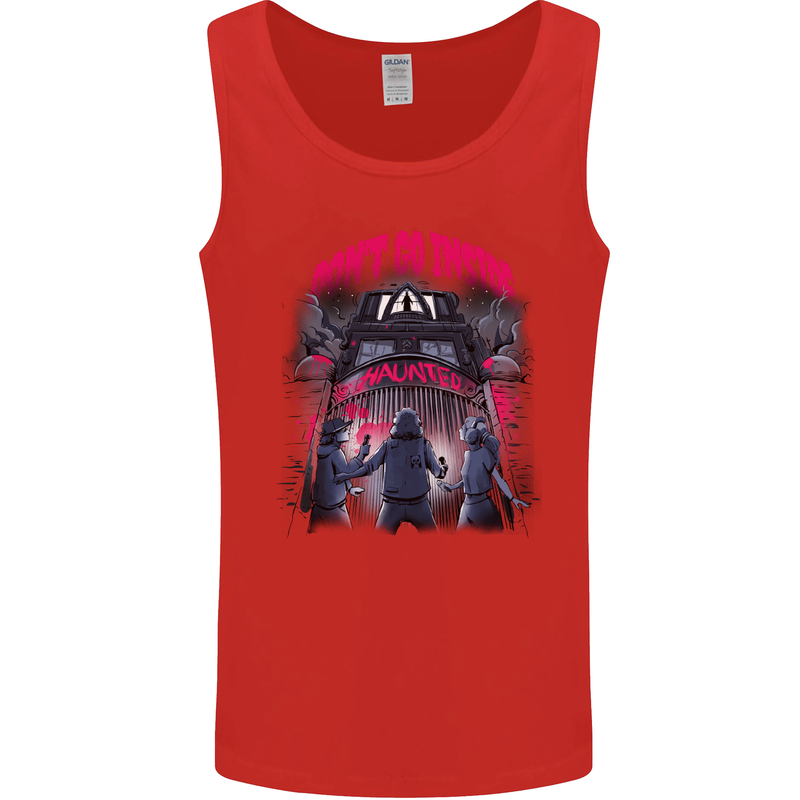 Haunted House Halloween Ghosts Spooks Mens Vest Tank Top Red