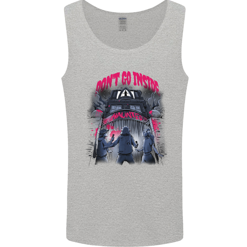 Haunted House Halloween Ghosts Spooks Mens Vest Tank Top Sports Grey