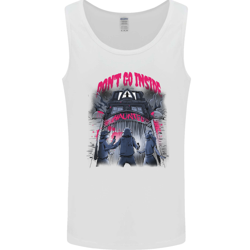 Haunted House Halloween Ghosts Spooks Mens Vest Tank Top White