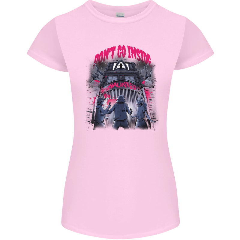 Haunted House Halloween Ghosts Spooks Womens Petite Cut T-Shirt Light Pink