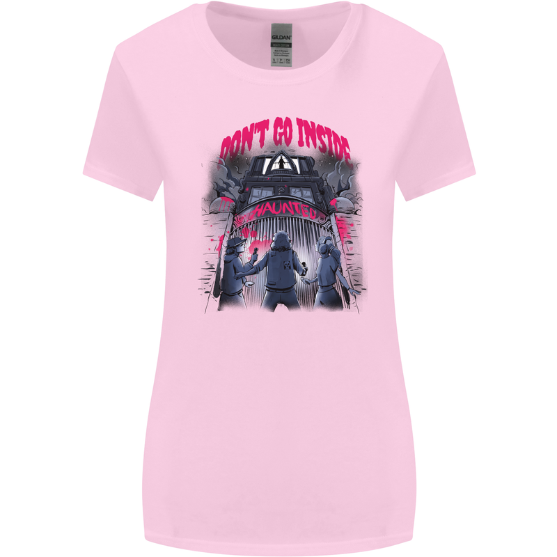 Haunted House Halloween Ghosts Spooks Womens Wider Cut T-Shirt Light Pink