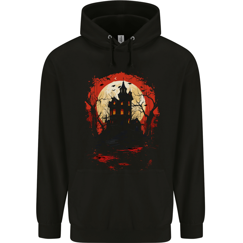 Haunted House Halloween Spooky Childrens Kids Hoodie Black