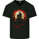 Haunted House Halloween Spooky Mens V-Neck Cotton T-Shirt Black