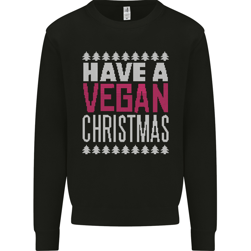 Have a Vegan Christmas Funny Xmas Vegetarian Kids Sweatshirt Jumper Black