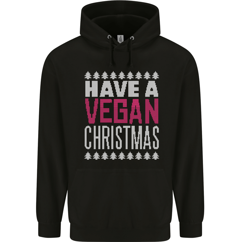 Have a Vegan Christmas Funny Xmas Vegetarian Mens 80% Cotton Hoodie Black