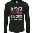 Have a Vegan Christmas Funny Xmas Vegetarian Mens Long Sleeve T-Shirt Black