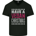 Have a Vegan Christmas Funny Xmas Vegetarian Mens V-Neck Cotton T-Shirt Black