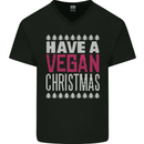 Have a Vegan Christmas Funny Xmas Vegetarian Mens V-Neck Cotton T-Shirt Black