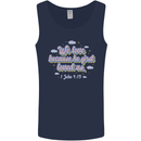He First Loved Us Christian Jesus God Christ Mens Vest Tank Top Navy Blue