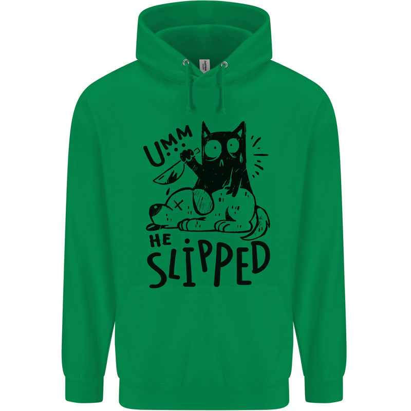 He Slipped A Cat Murdering a Dog Funny Childrens Kids Hoodie Irish Green