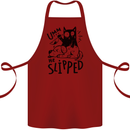 He Slipped A Cat Murdering a Dog Funny Cotton Apron 100% Organic Maroon