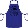 He Slipped A Cat Murdering a Dog Funny Cotton Apron 100% Organic Royal Blue
