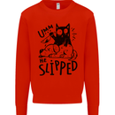 He Slipped A Cat Murdering a Dog Funny Kids Sweatshirt Jumper Bright Red