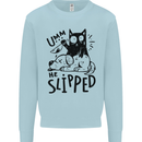 He Slipped A Cat Murdering a Dog Funny Kids Sweatshirt Jumper Light Blue