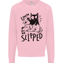 He Slipped A Cat Murdering a Dog Funny Kids Sweatshirt Jumper Light Pink