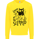 He Slipped A Cat Murdering a Dog Funny Kids Sweatshirt Jumper Yellow