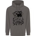 He Slipped A Cat Murdering a Dog Funny Mens 80% Cotton Hoodie Charcoal
