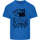 He Slipped A Cat Murdering a Dog Funny Mens Cotton T-Shirt Tee Top Royal Blue