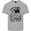 He Slipped A Cat Murdering a Dog Funny Mens Cotton T-Shirt Tee Top Sports Grey