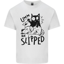 He Slipped A Cat Murdering a Dog Funny Mens Cotton T-Shirt Tee Top White