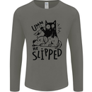 He Slipped A Cat Murdering a Dog Funny Mens Long Sleeve T-Shirt Charcoal