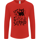 He Slipped A Cat Murdering a Dog Funny Mens Long Sleeve T-Shirt Red