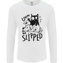 He Slipped A Cat Murdering a Dog Funny Mens Long Sleeve T-Shirt White