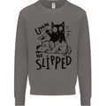 He Slipped A Cat Murdering a Dog Funny Mens Sweatshirt Jumper Charcoal