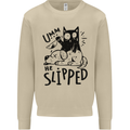 He Slipped A Cat Murdering a Dog Funny Mens Sweatshirt Jumper Sand