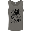 He Slipped A Cat Murdering a Dog Funny Mens Vest Tank Top Charcoal