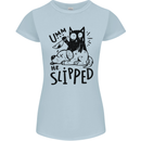He Slipped A Cat Murdering a Dog Funny Womens Petite Cut T-Shirt Light Blue