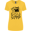 He Slipped A Cat Murdering a Dog Funny Womens Wider Cut T-Shirt Yellow