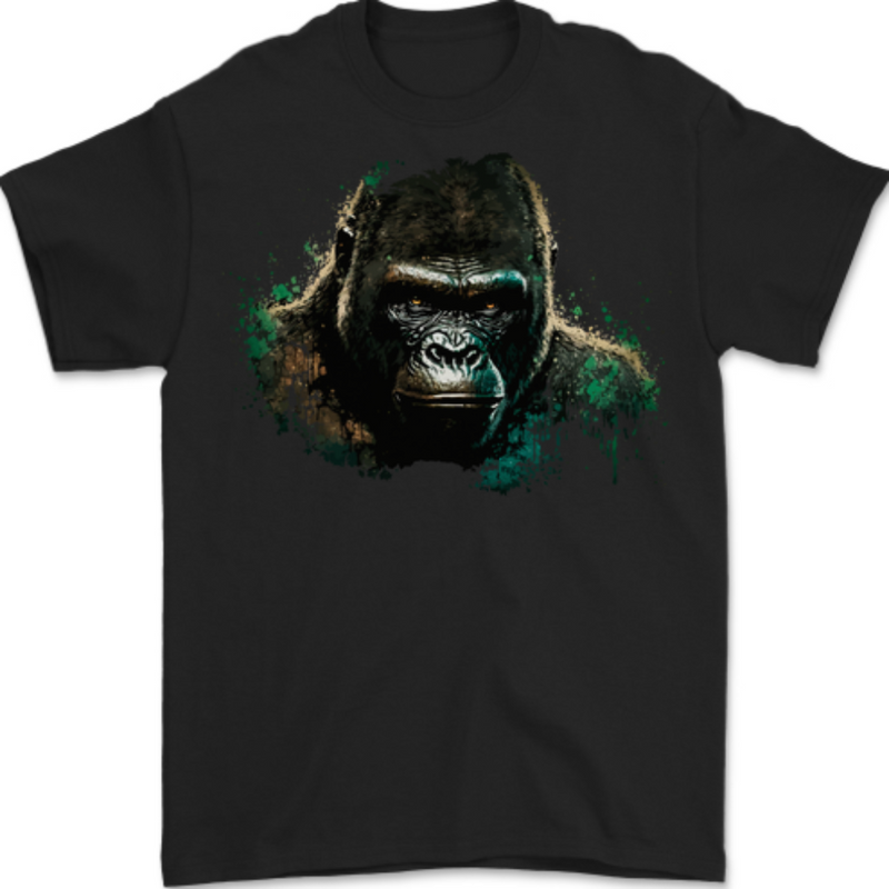 Head of a Gorilla Mens T-Shirt 100% Cotton BLACK