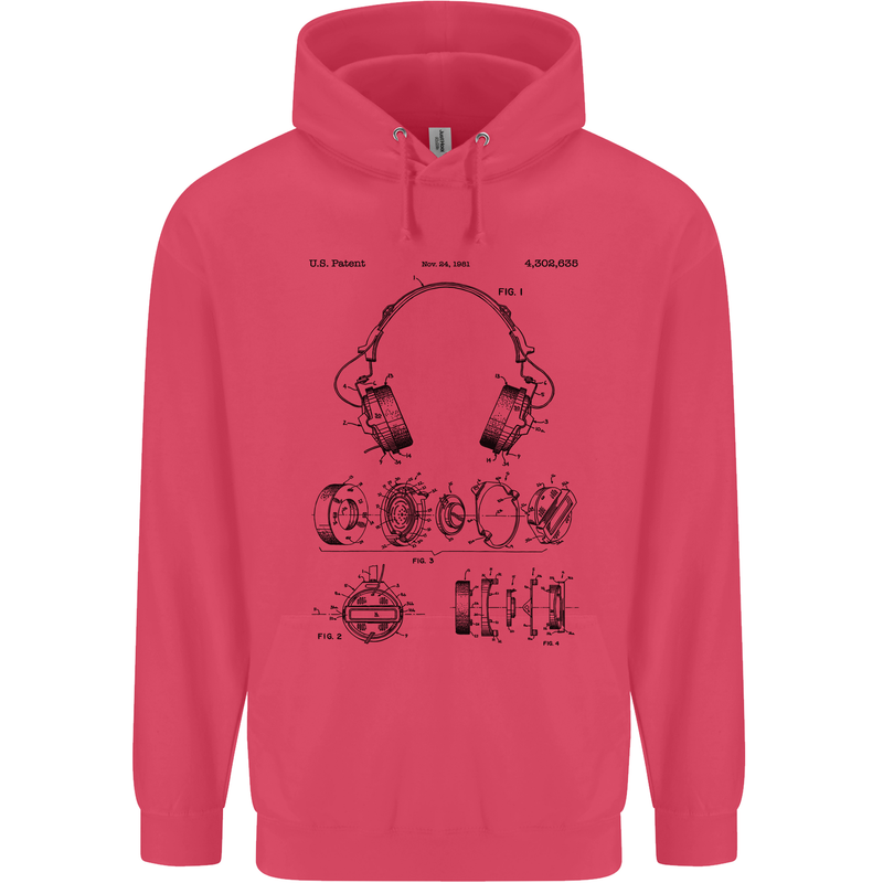 Headphones Patent Blueprint Dance Music DJ Childrens Kids Hoodie Heliconia