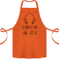 Headphones Patent Blueprint Dance Music DJ Cotton Apron 100% Organic Orange