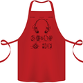 Headphones Patent Blueprint Dance Music DJ Cotton Apron 100% Organic Red
