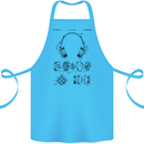 Headphones Patent Blueprint Dance Music DJ Cotton Apron 100% Organic Turquoise