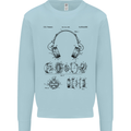 Headphones Patent Blueprint Dance Music DJ Kids Sweatshirt Jumper Light Blue