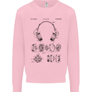 Headphones Patent Blueprint Dance Music DJ Kids Sweatshirt Jumper Light Pink