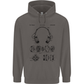 Headphones Patent Blueprint Dance Music DJ Mens 80% Cotton Hoodie Charcoal