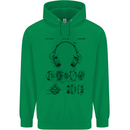 Headphones Patent Blueprint Dance Music DJ Mens 80% Cotton Hoodie Irish Green