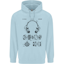 Headphones Patent Blueprint Dance Music DJ Mens 80% Cotton Hoodie Light Blue