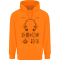 Headphones Patent Blueprint Dance Music DJ Mens 80% Cotton Hoodie Orange